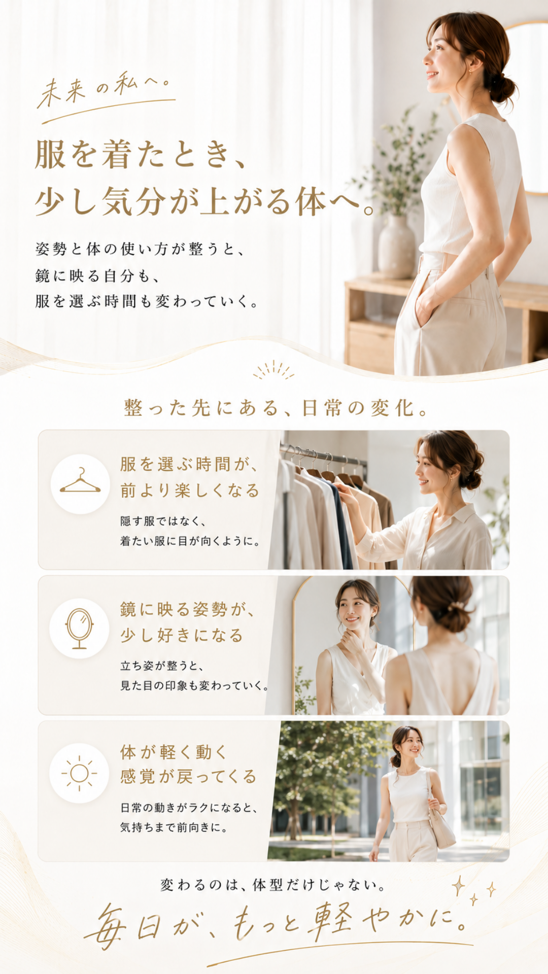 服を着た時